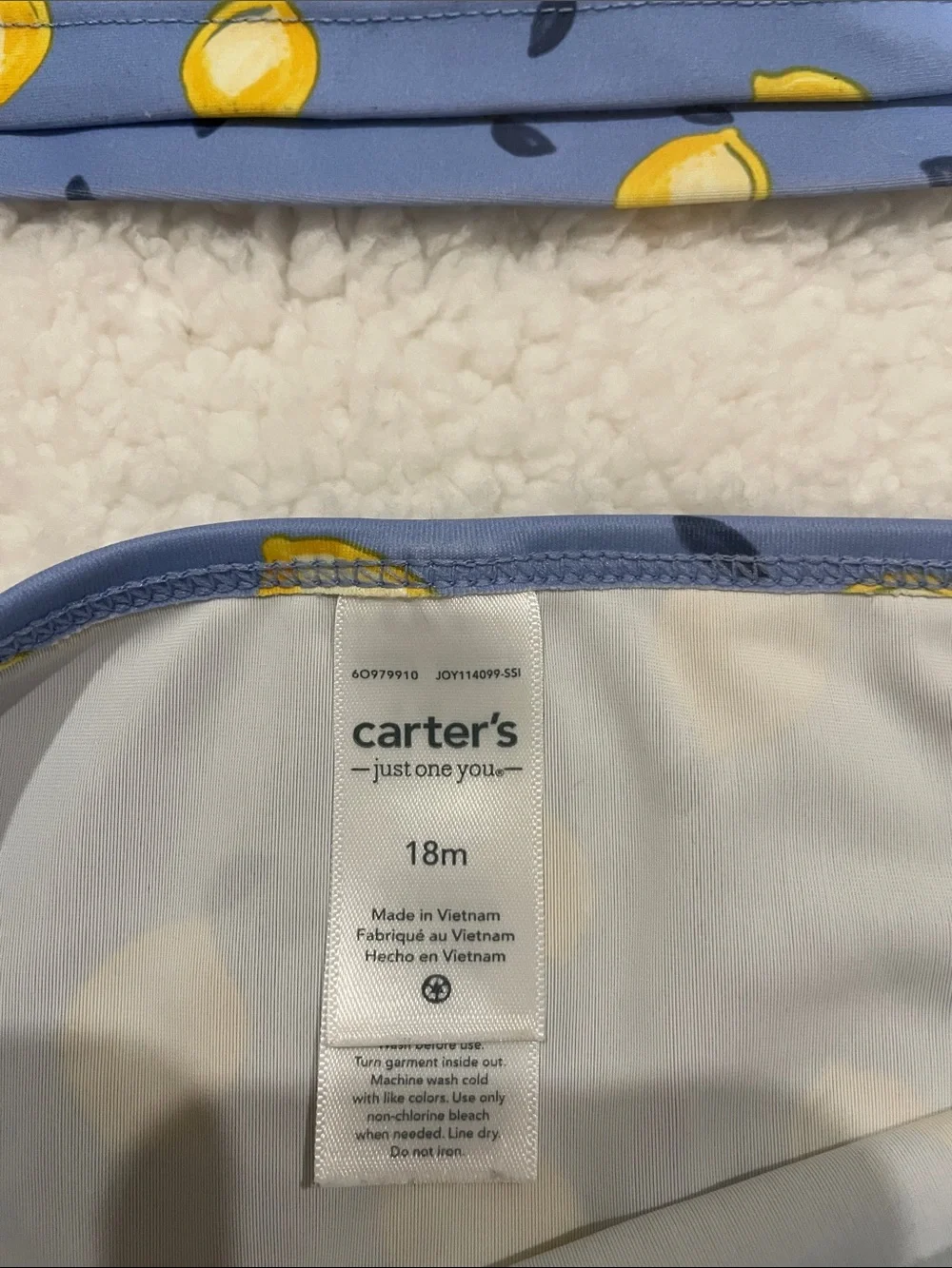 Carter's Lemon Long Sleeve 2 Piece Swim Suit